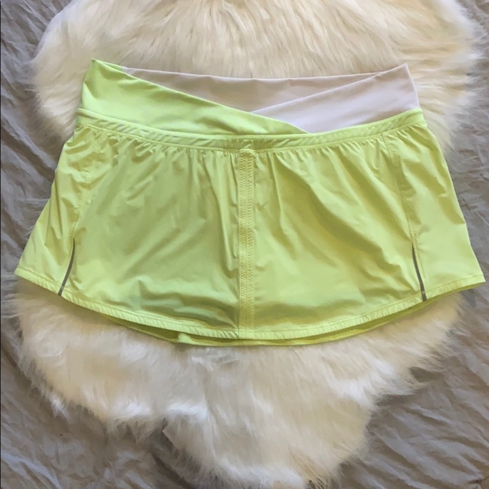 lululemon athletica Neon Yellow Athletic Skort with White Waistband